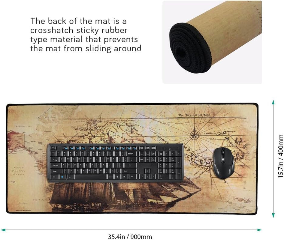 XXL Professional Large Mouse Pad & Computer Game Mouse Mat (35.4X15.7X0.1In, Boat)