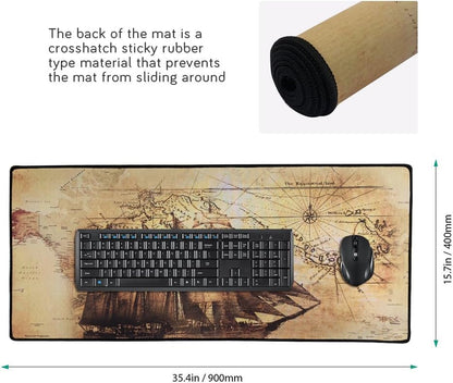 XXL Professional Large Mouse Pad & Computer Game Mouse Mat (35.4X15.7X0.1In, Boat)