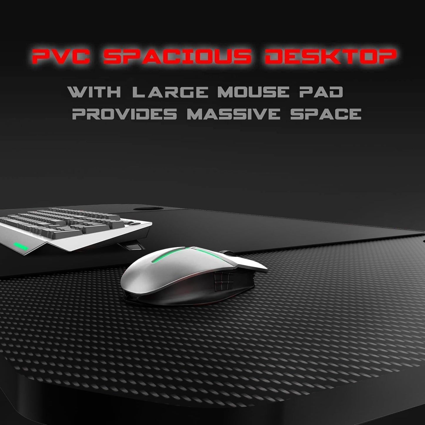 Ergonomic Gaming Desk 55 Inch, T Shaped Office PC Computer Desk with Desk Mouse Pad, Gamer Tables with Gaming Handle Rack, Cup Holder Headphone Hook