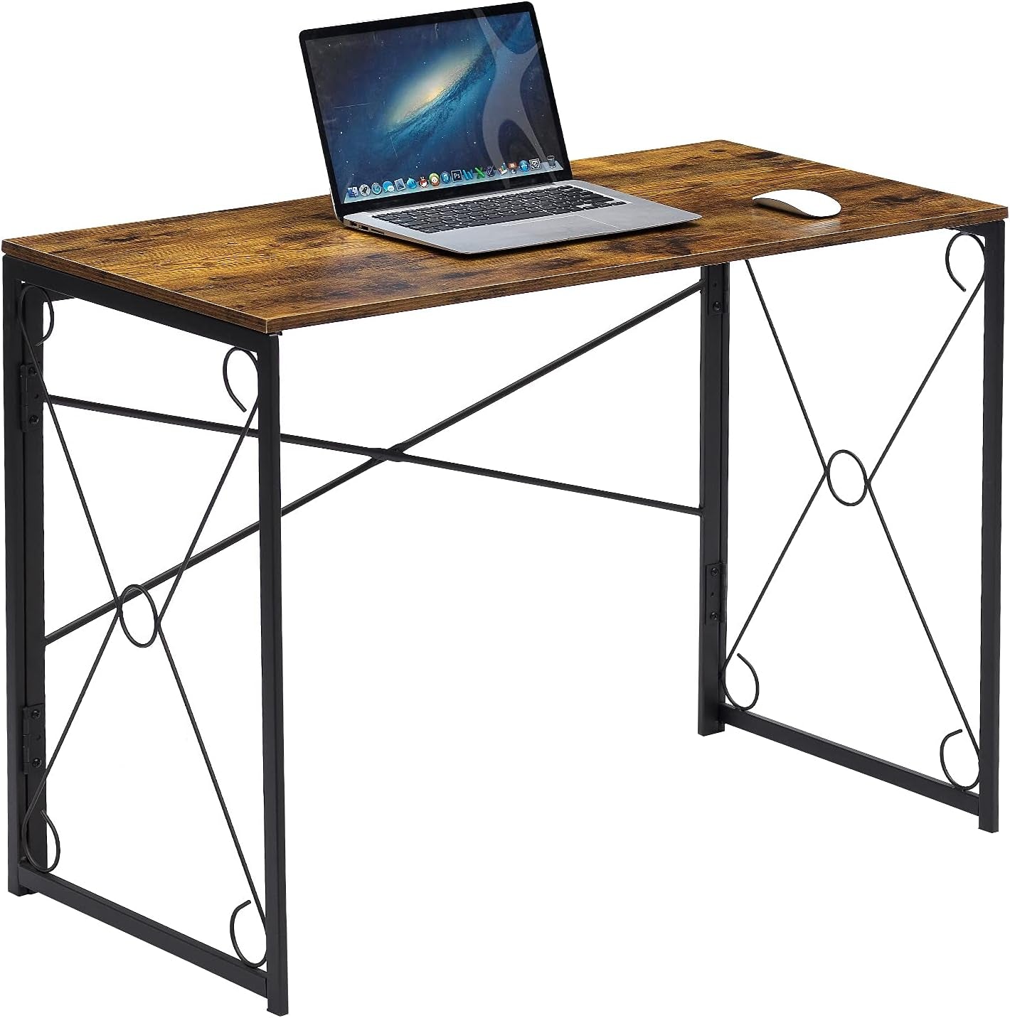 Folding Computer Desk 39.4'', Simple Laptop Table Home Office Workstation for Reading Writing, No Assembly Needed, Small Space, Antique Brown