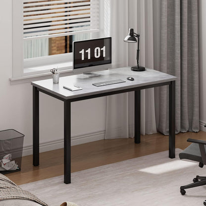 Small Desk, 39.4 Inches Sturdy Writing Desk for Small Spaces, Small Computer Desk Teens Desk Study Table Laptop Desk Home Ofice Desk, Black Metal Frame, Grey
