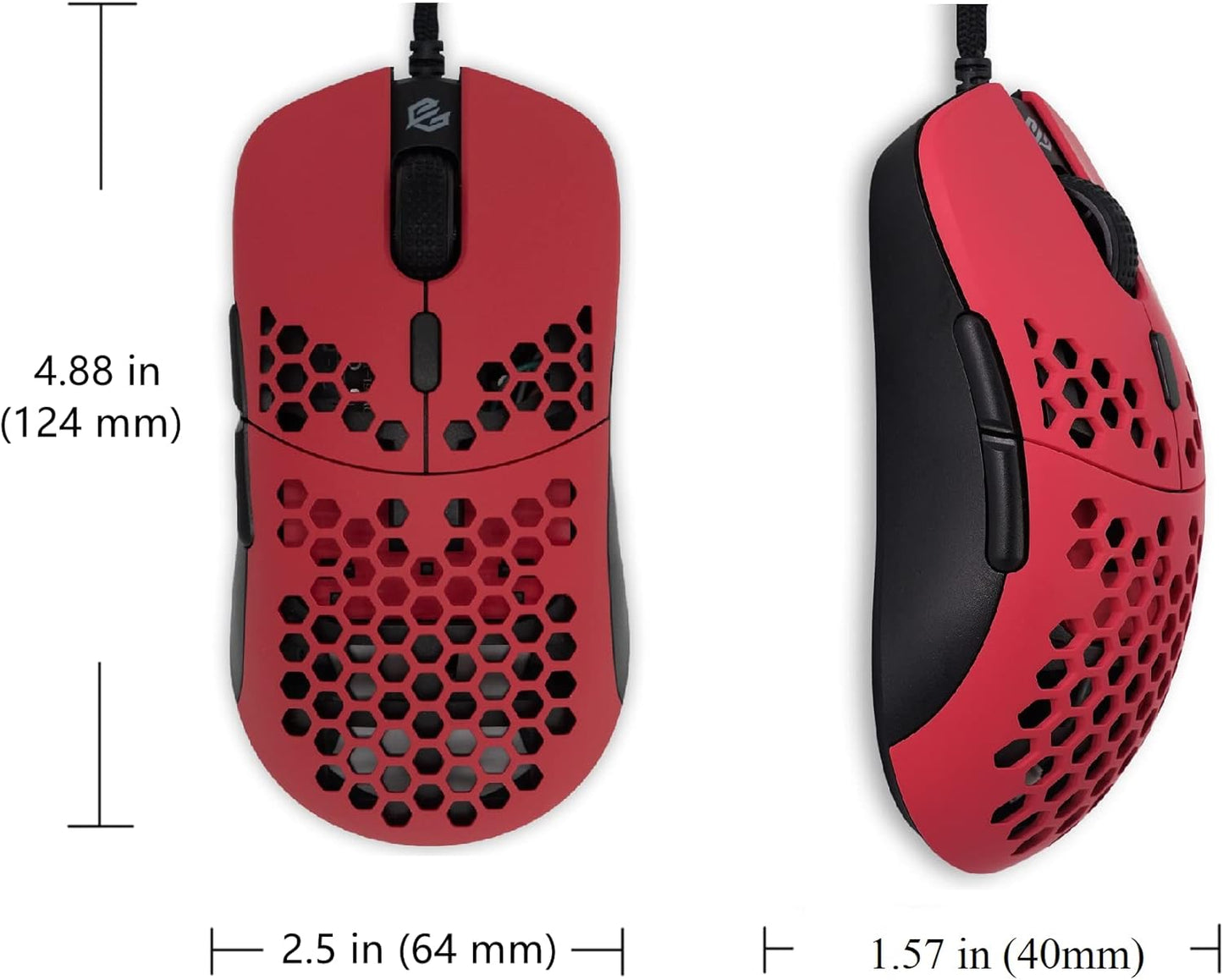Gwolves Hati HTM Lightweight Honeycomb Wired Gaming Mouse,~56G,3389 Sensor,16,000 DPI, Low Latency,Anti-Interference,6 Programmable Buttons,On-Board Memory,Pc/Mac and Laptop (Faze Red, HTM - Medium)