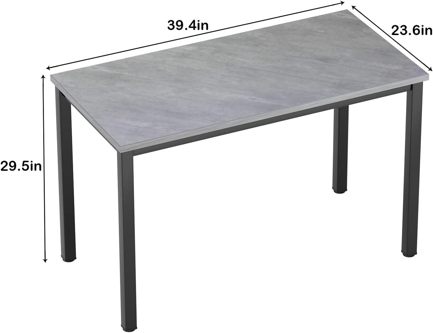 Small Desk, 39.4 Inches Sturdy Writing Desk for Small Spaces, Small Computer Desk Teens Desk Study Table Laptop Desk Home Ofice Desk, Black Metal Frame, Grey