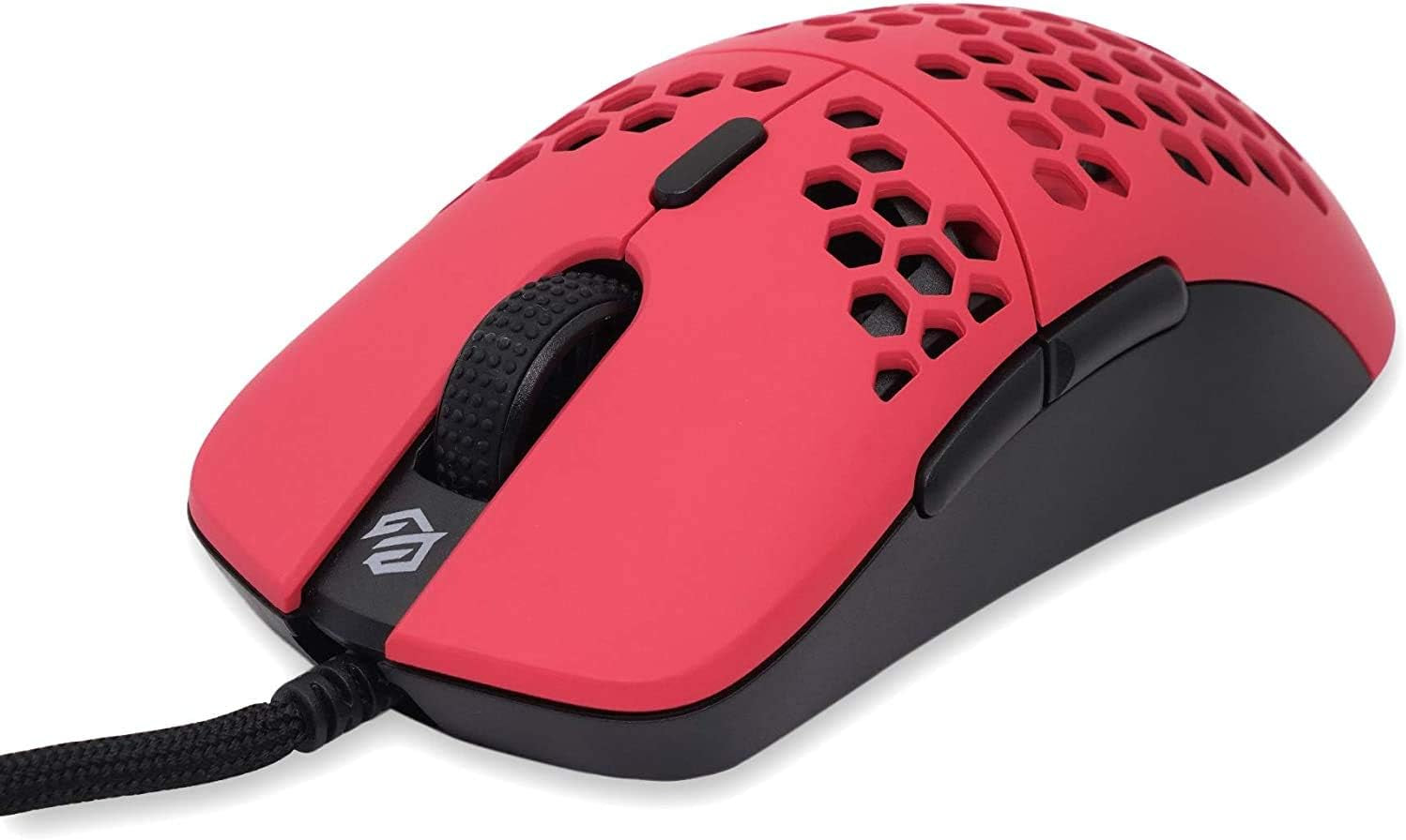 Gwolves Hati HTM Lightweight Honeycomb Wired Gaming Mouse,~56G,3389 Sensor,16,000 DPI, Low Latency,Anti-Interference,6 Programmable Buttons,On-Board Memory,Pc/Mac and Laptop (Faze Red, HTM - Medium)