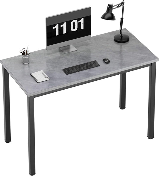 Small Desk, 39.4 Inches Sturdy Writing Desk for Small Spaces, Small Computer Desk Teens Desk Study Table Laptop Desk Home Ofice Desk, Black Metal Frame, Grey