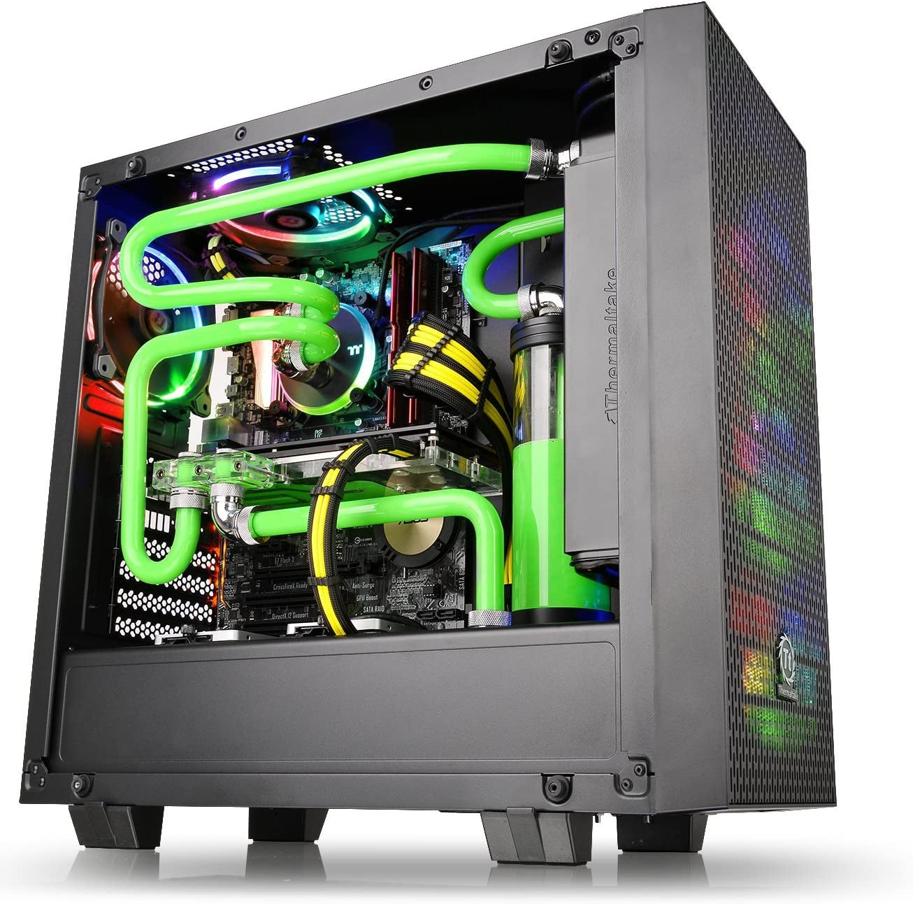 Core G21 Tempered Glass SPCC ATX Mid Tower Tt LCS Certified Gaming Computer Chassis Cases CA-1I4-00M1WN-00