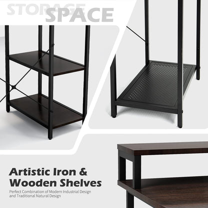 Home Office Computer Desk with Drawer, Monitor Stand and Storage Shelves
