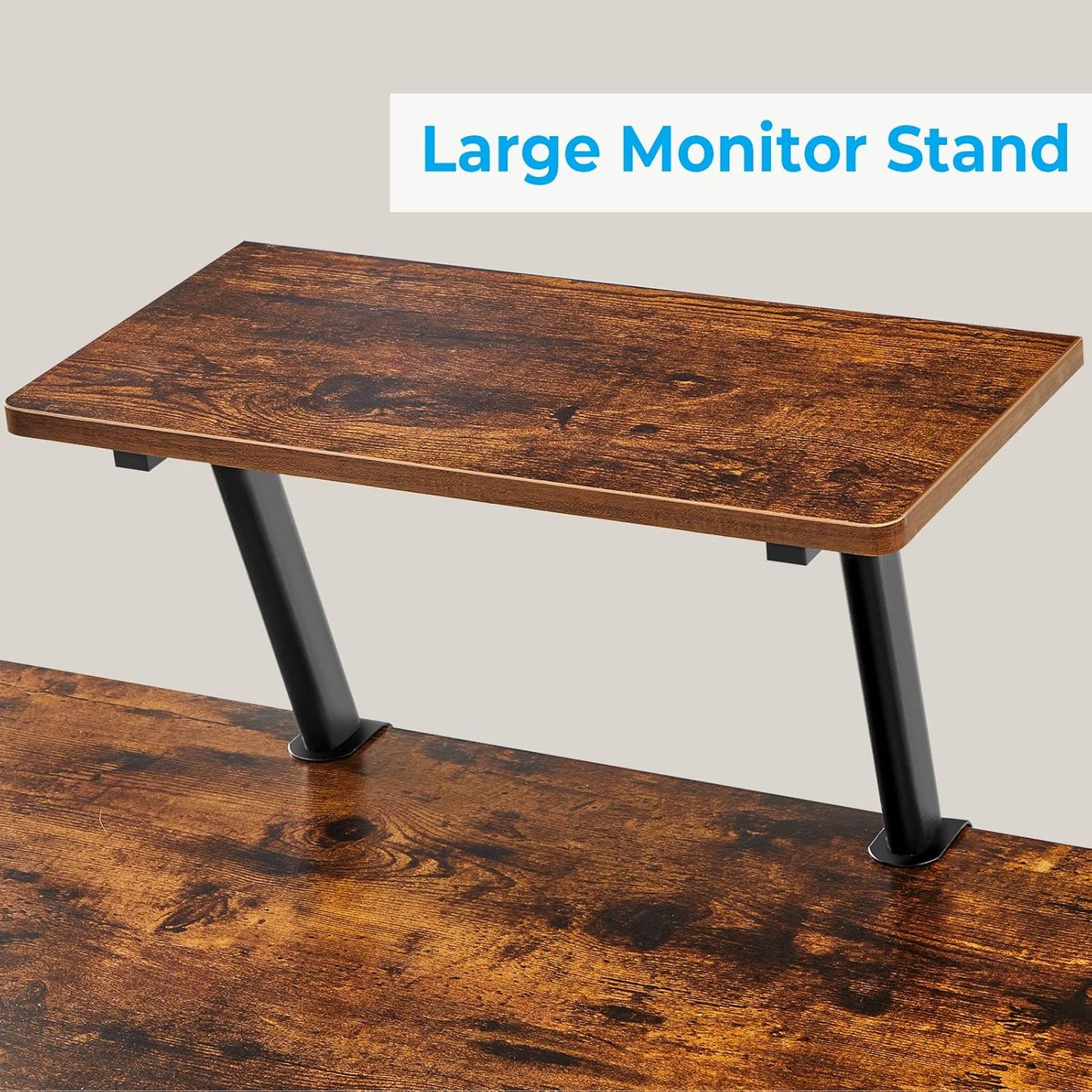 L Shaped Computer Desk Reversible Corner Computer Desk 64 Inch with Large Monitor Stand and CPU Stand, Rustic Brown