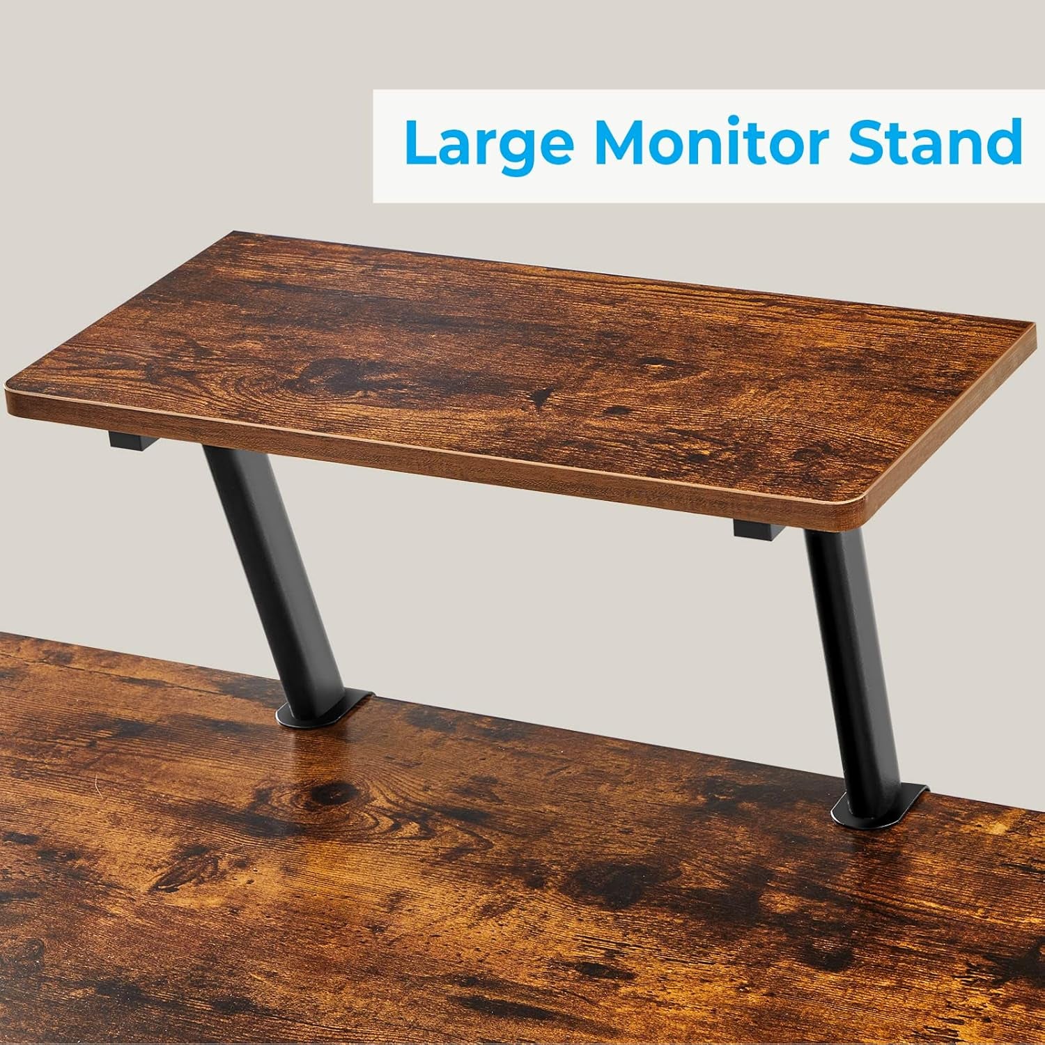 L Shaped Computer Desk Reversible Corner Computer Desk 64 Inch with Large Monitor Stand and CPU Stand, Rustic Brown