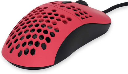 Gwolves Hati HTM Lightweight Honeycomb Wired Gaming Mouse,~56G,3389 Sensor,16,000 DPI, Low Latency,Anti-Interference,6 Programmable Buttons,On-Board Memory,Pc/Mac and Laptop (Faze Red, HTM - Medium)