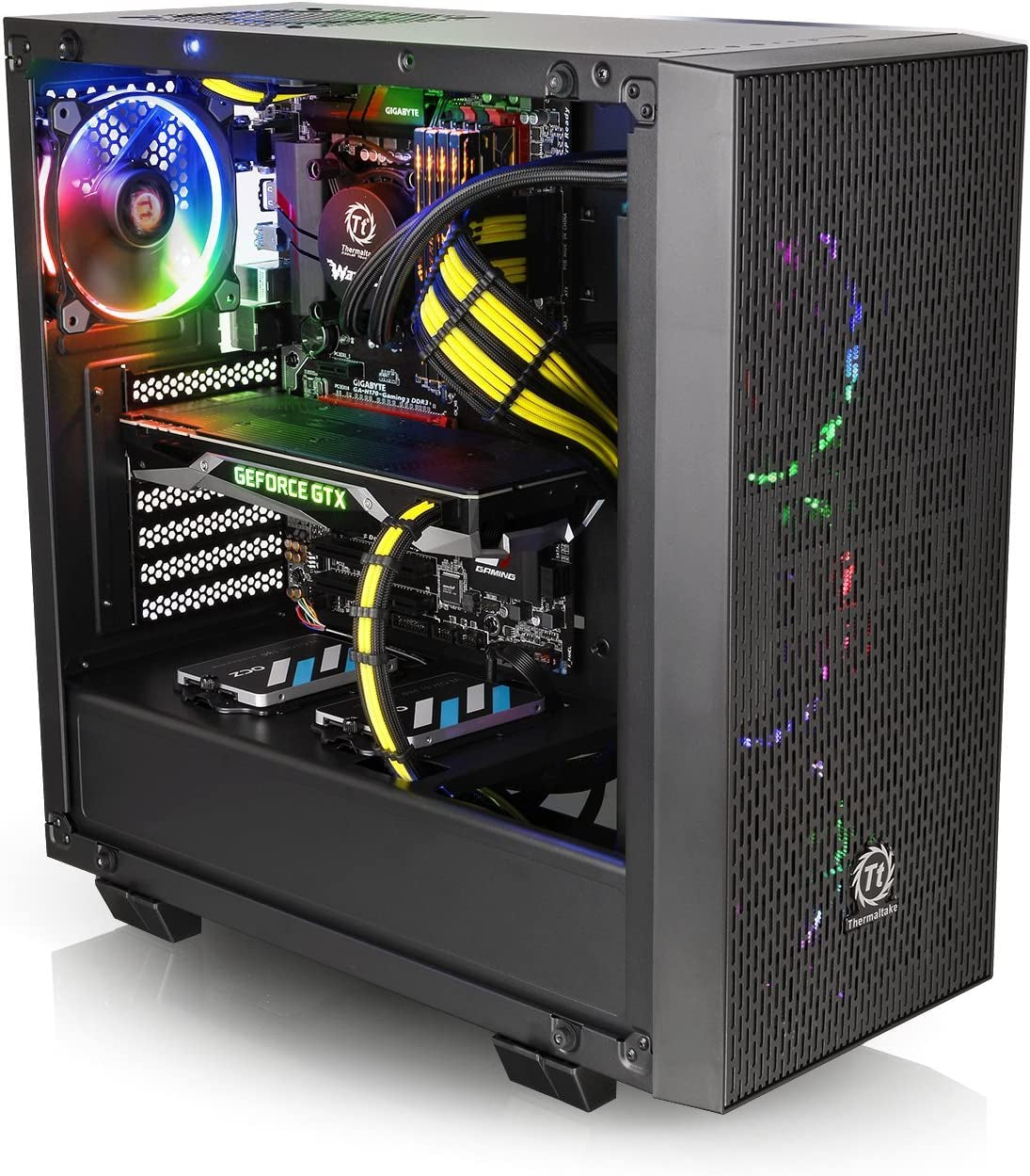 Core G21 Tempered Glass SPCC ATX Mid Tower Tt LCS Certified Gaming Computer Chassis Cases CA-1I4-00M1WN-00