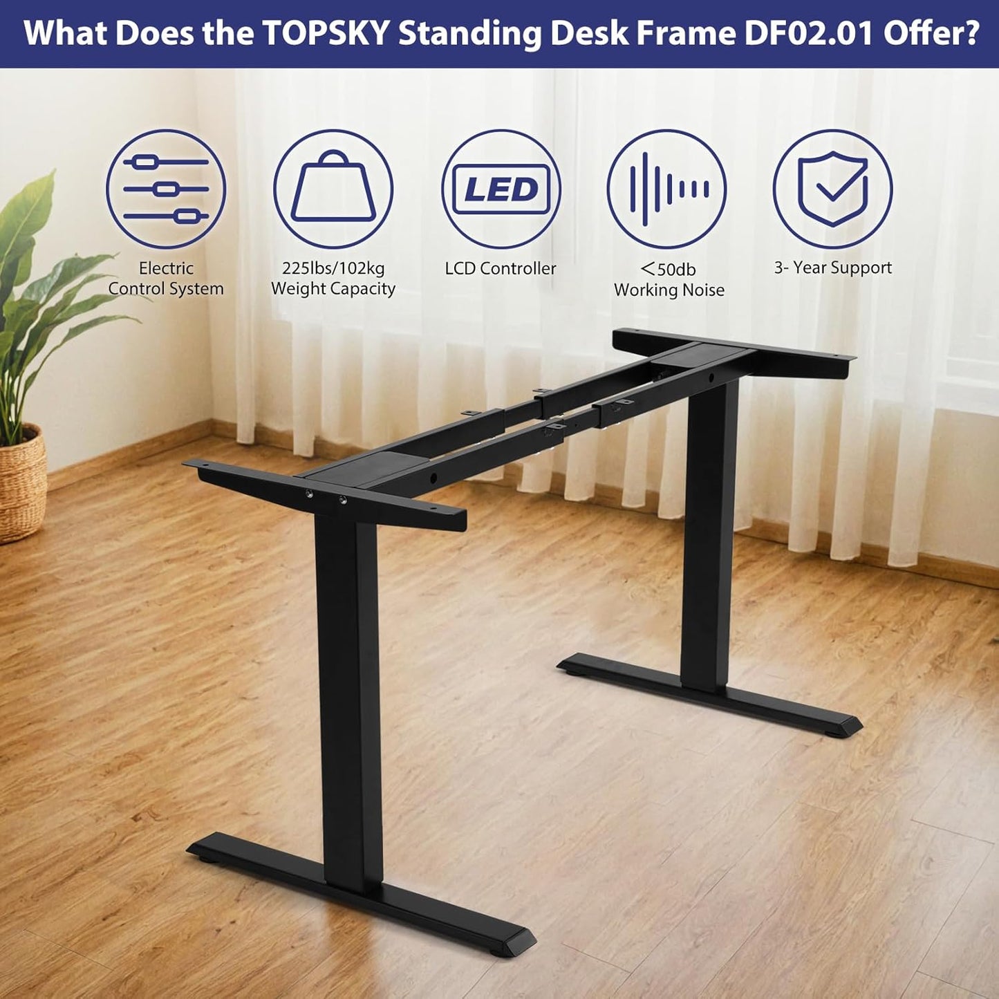 Dual Motor Electric Adjustable Standing Computer Desk for Home and Office (Grey Frame Only)