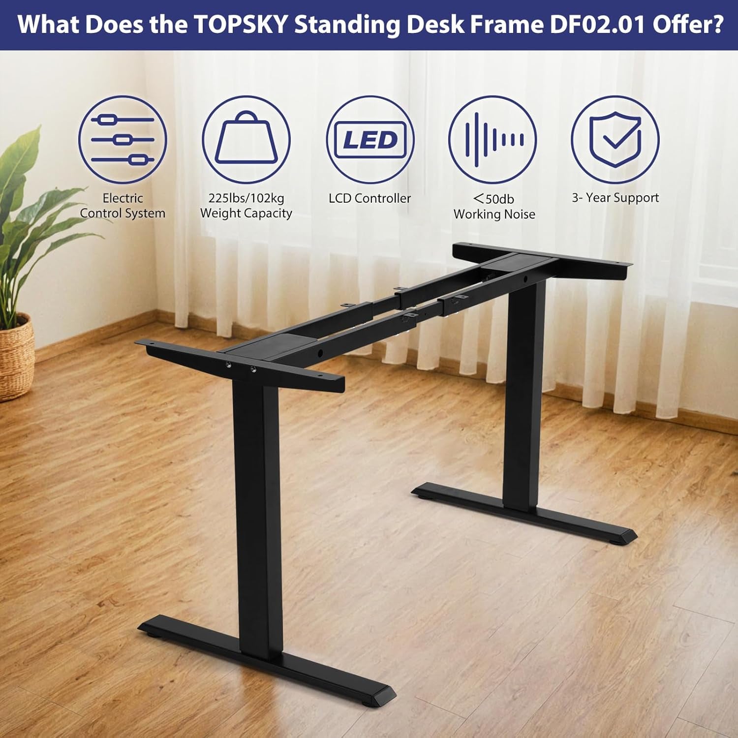 Dual Motor Electric Adjustable Standing Computer Desk for Home and Office (Grey Frame Only)